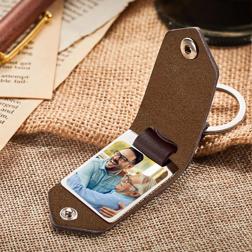 Personalisierter Foto-schlüsselanhänger, Gravierte Schlüsselanhänger, Ledergeschenke Für Den Vater - soufeede