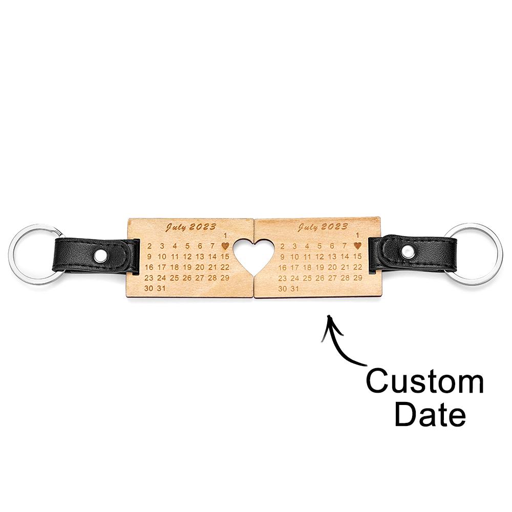 Schlüsselanhänger Mit Datum Zum Erinnern, Zwei Individuell Gravierte Schlüsselanhänger - soufeede