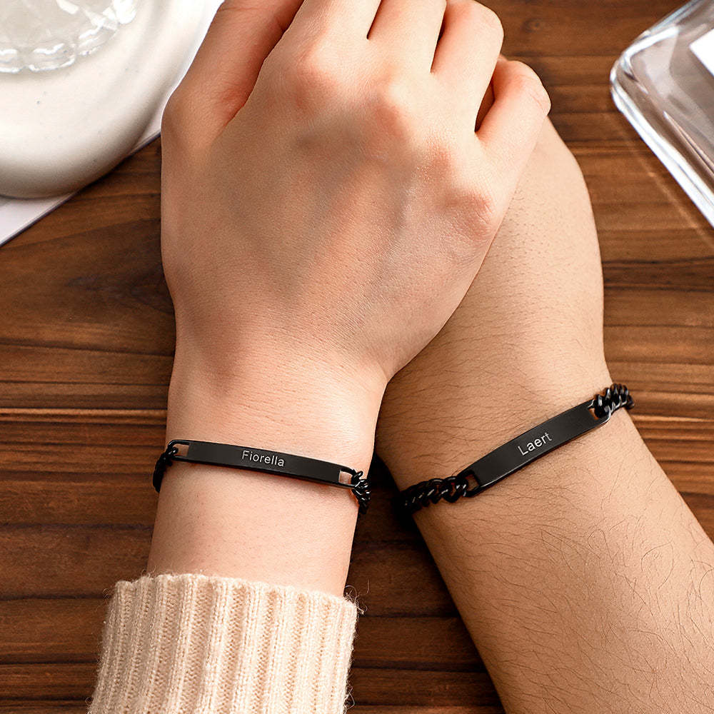 Individuell Graviertes Armband-ketten-set, Personalisiertes Trendiges Armband Für Paare, Valentinstagsgeschenke - soufeede