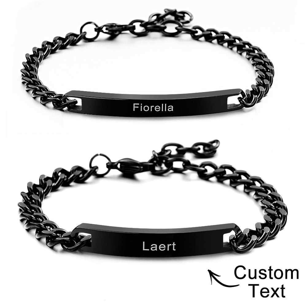 Individuell Graviertes Armband-ketten-set, Personalisiertes Trendiges Armband Für Paare, Valentinstagsgeschenke - soufeede