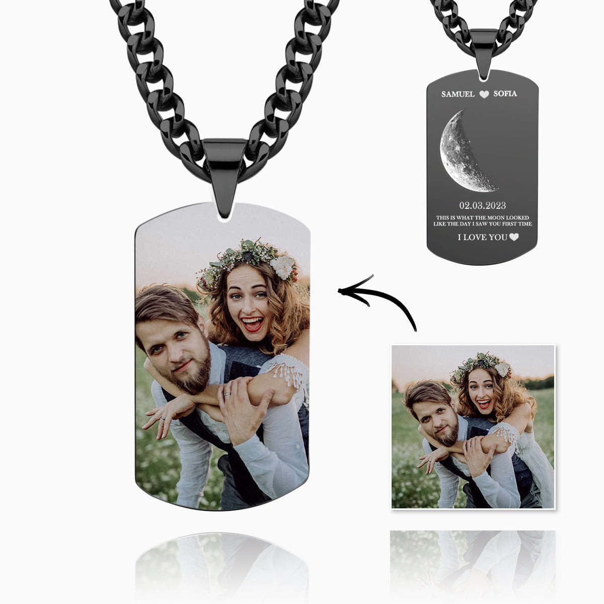 Personalisierte Mondphasen-foto-halskette, Schicke Halskette, Geschenke Für Verliebte - soufeede