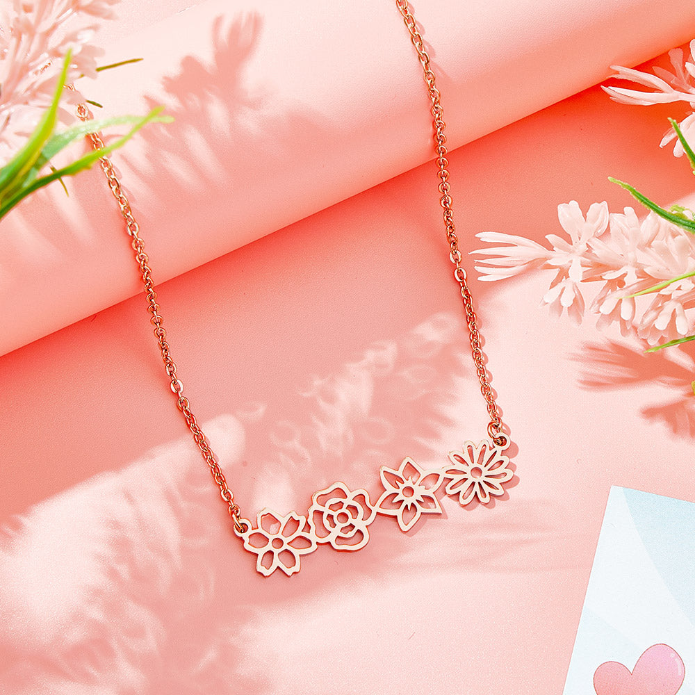 Personalisierte Halskette Mit Mehreren Geburtsblumen, Familien-blumenhalskette, Geschenk Für Mama - soufeede