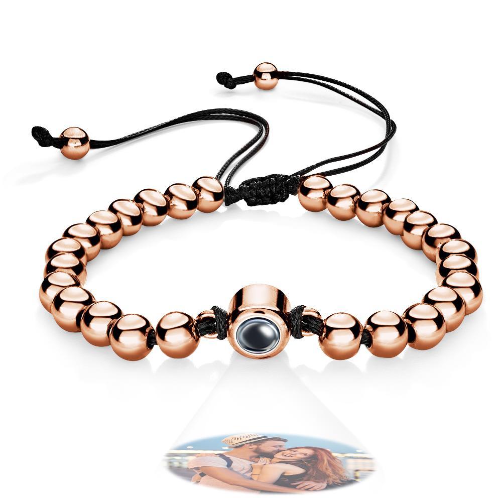 Personalisiertes Fotoprojektionsarmband, Personalisierte Kreisperlen, Verstellbares Armband, Geschenke Für Männer - soufeede