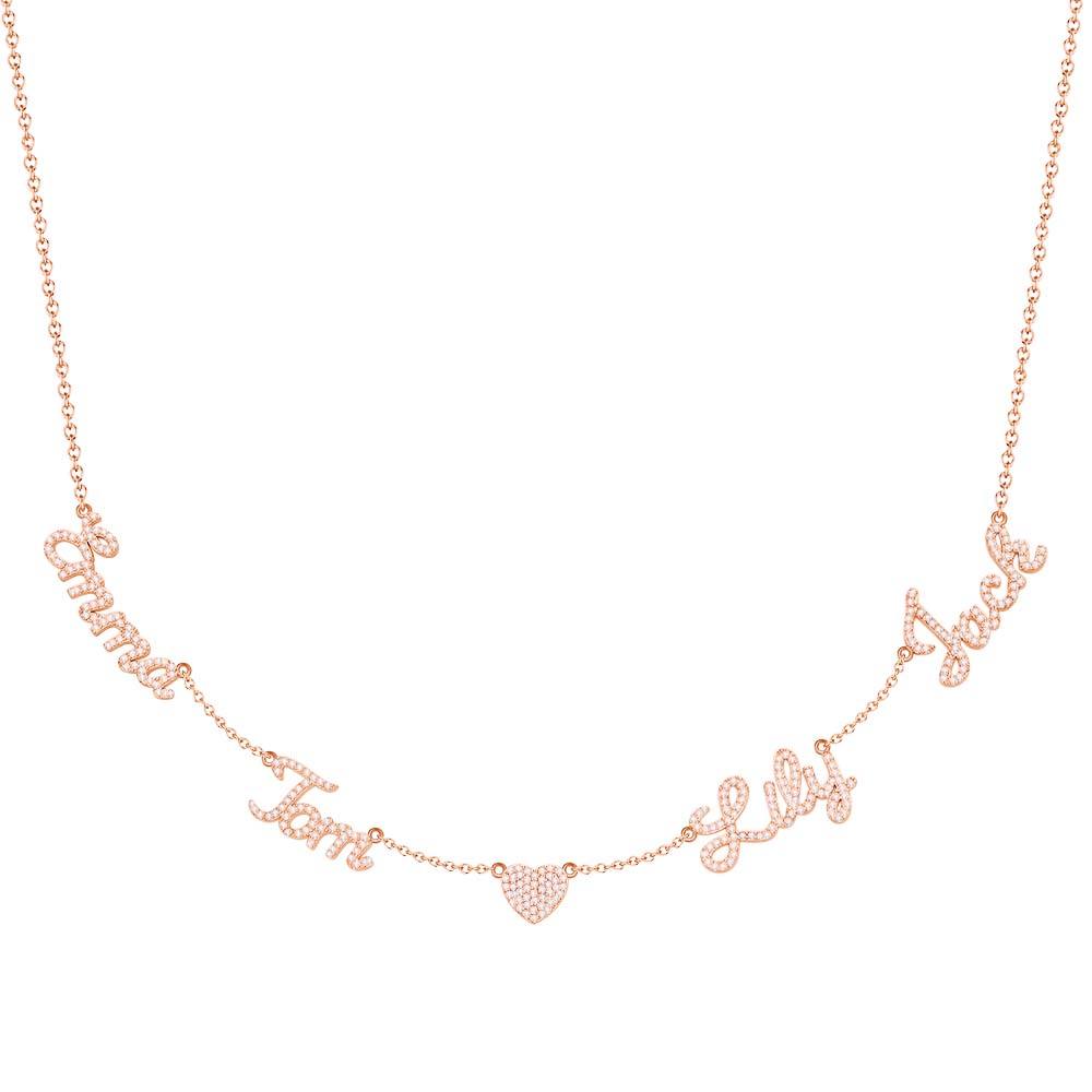 Halskette Mit Individuellem Namen Und Pavé-herzanhänger, Stilvolles Schmuckgeschenk Für Frauen - soufeede