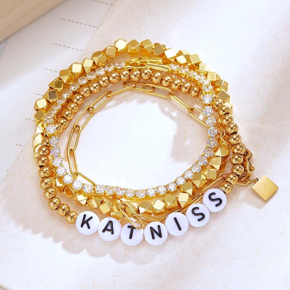 Personalisiertes Namensarmband Im Bohemia-stil, Metallstapel-geschenk - soufeede