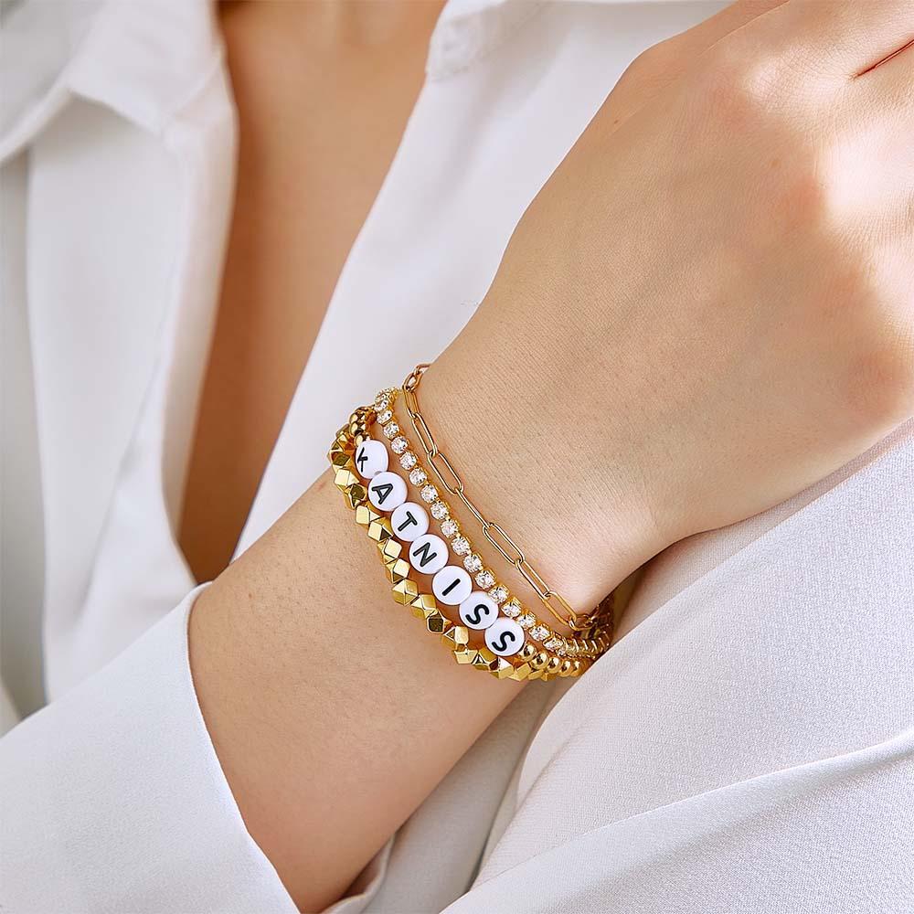 Personalisiertes Namensarmband Im Bohemia-stil, Metallstapel-geschenk - soufeede