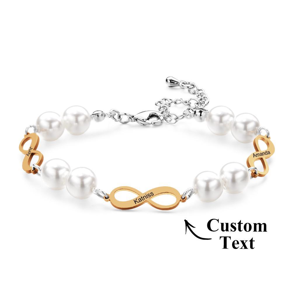 Individuell Graviertes Armband Infinity Love Pearl Romantisches Geschenk - soufeede
