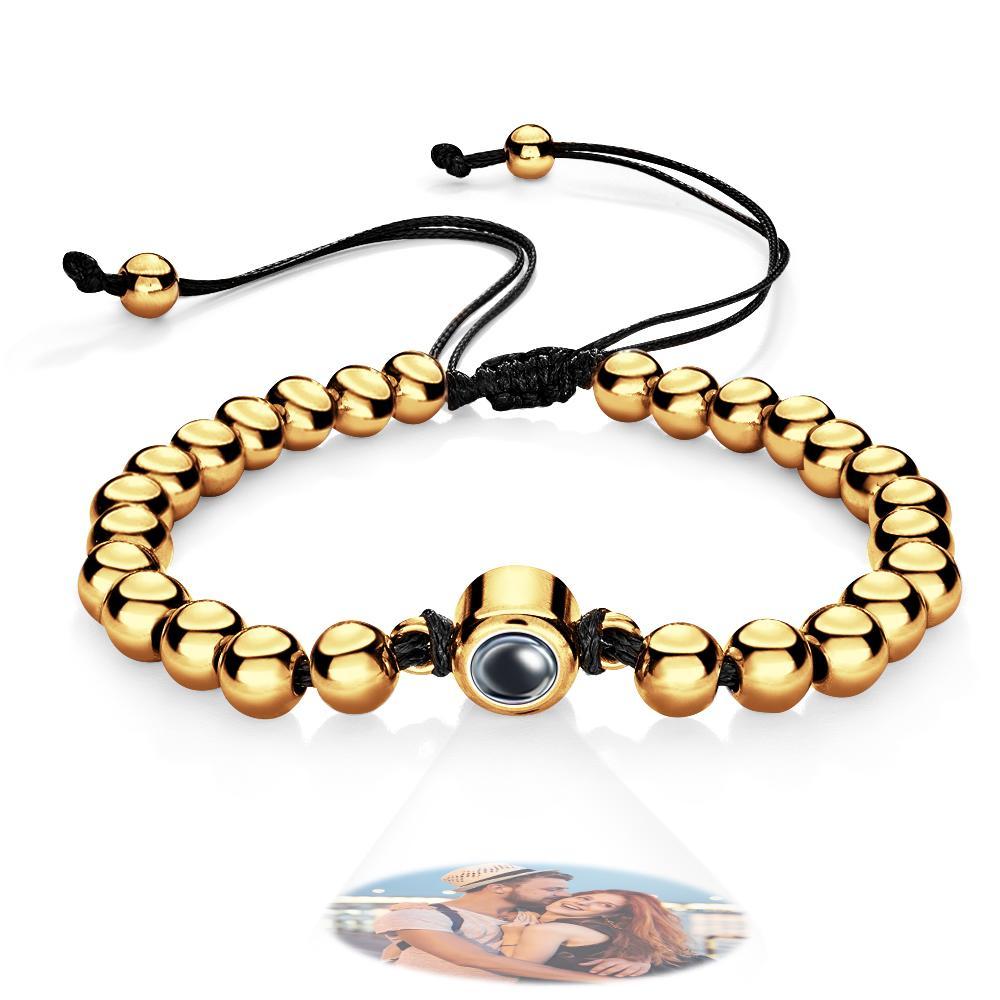 Personalisiertes Fotoprojektionsarmband, Personalisierte Kreisperlen, Verstellbares Armband, Geschenke Für Männer - soufeede