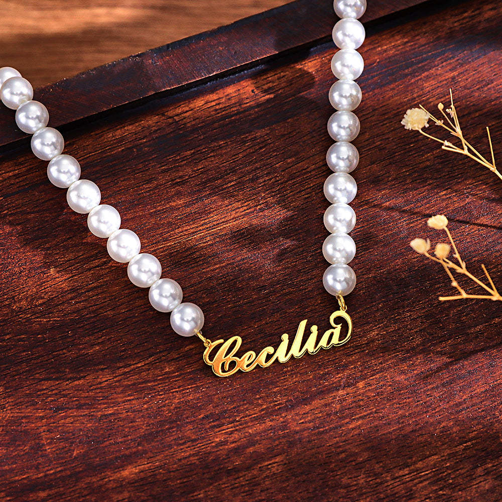 Personalisierte Namenskette Mit Perle, Klassisches Romantisches Geschenk - soufeede