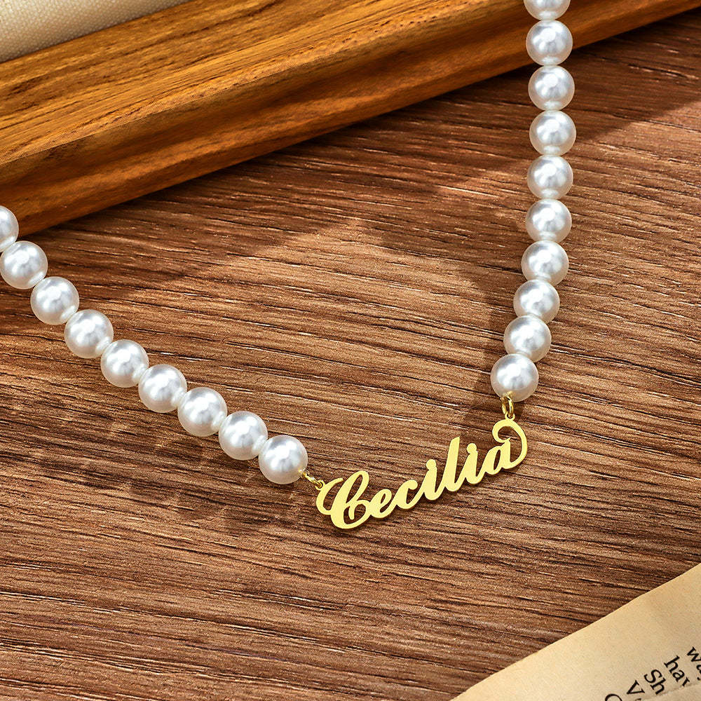 Personalisierte Namenskette Mit Perle, Klassisches Romantisches Geschenk - soufeede