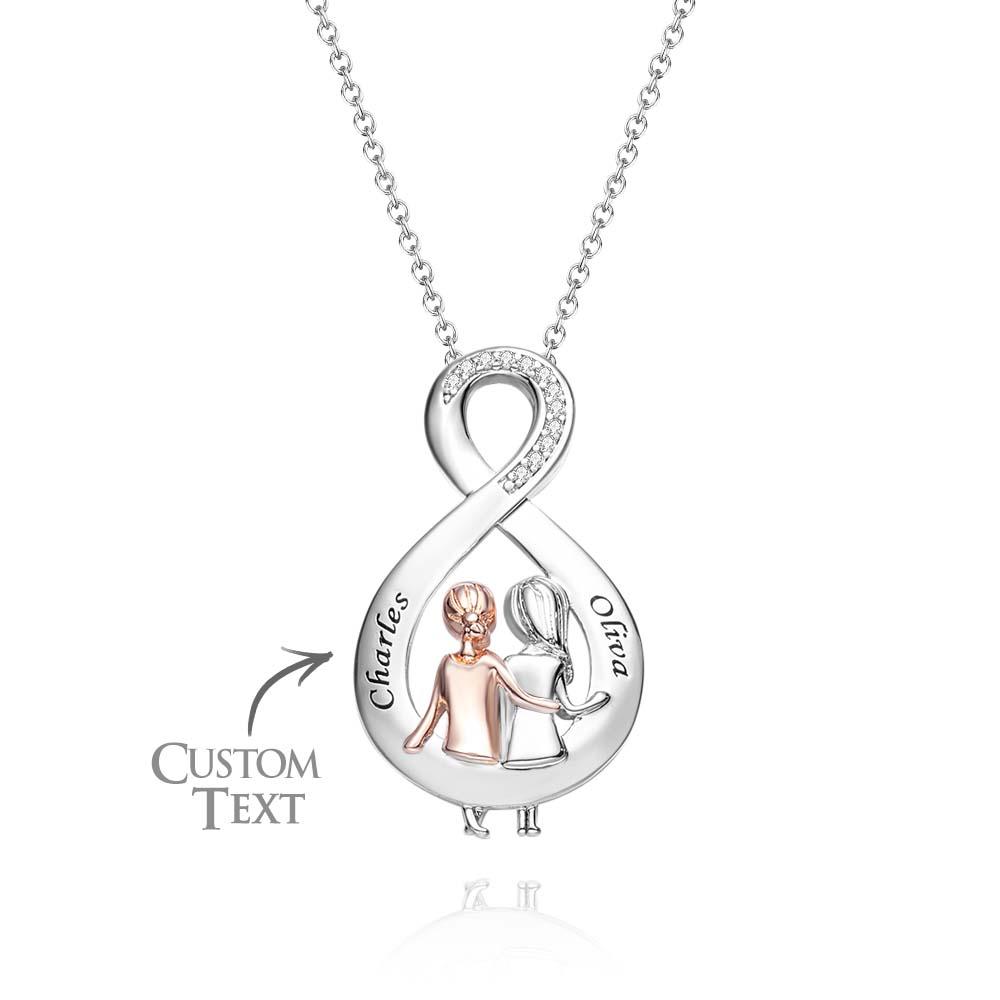 Elegante Gravierte Zirkon-halskette „schwester Sitzt Zusammen“-anhänger Als Muttertagsgeschenk - soufeede