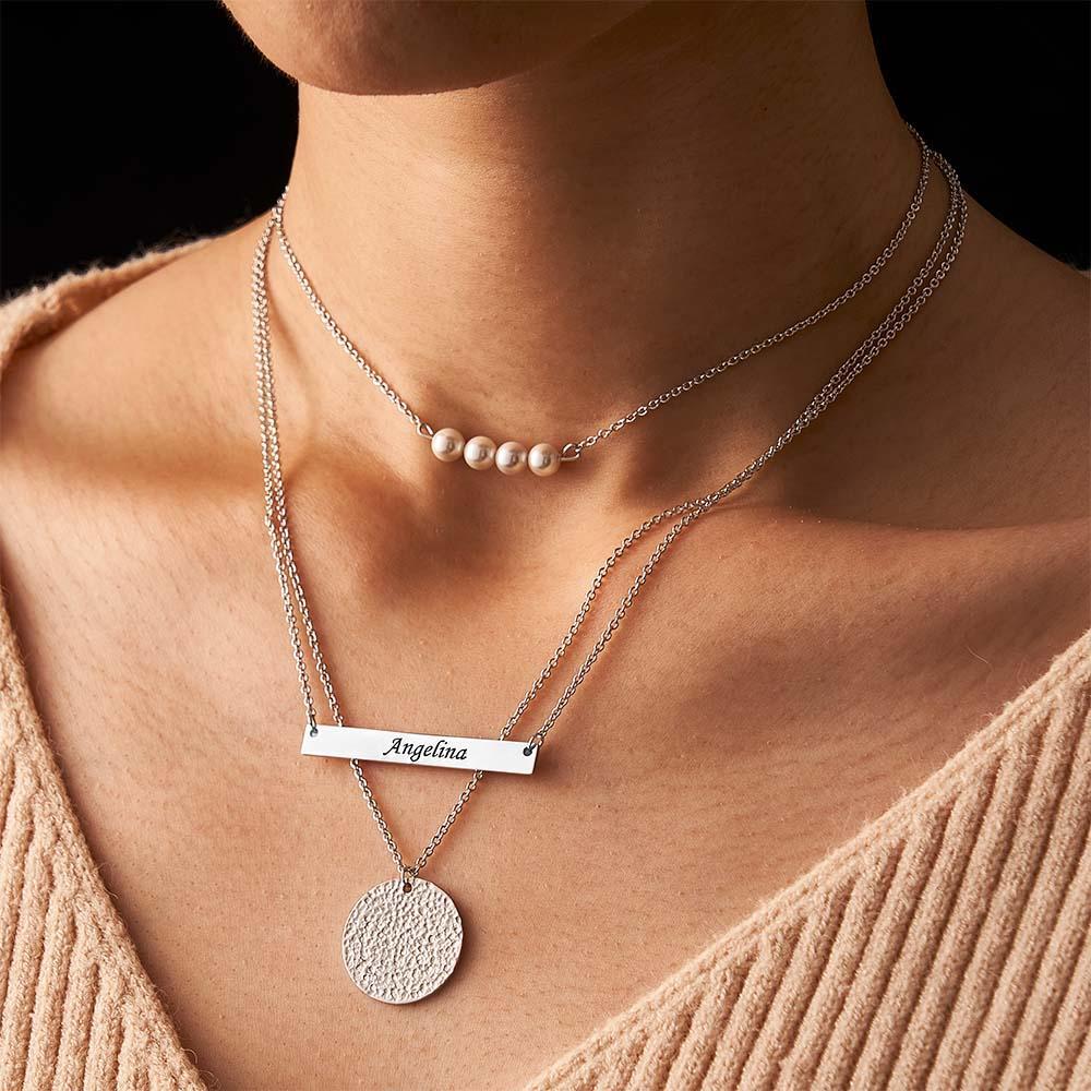 Mehrschichtige Individuelle Halskette, Personalisierte Namenskette, Jahrestagsgeschenke Für Frauen - soufeede