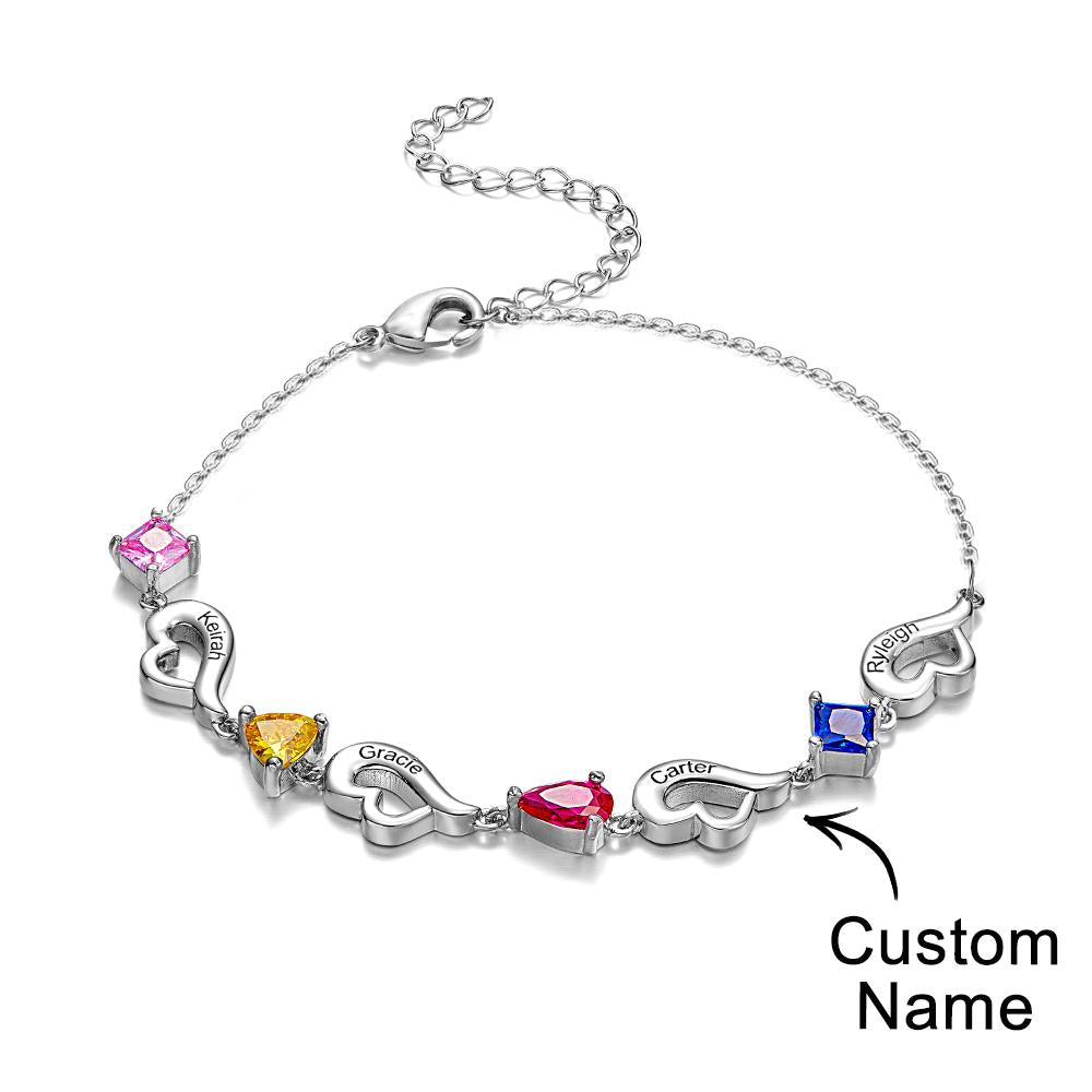 Herz-armband Mit Individuellem Text, Personalisiertes Geburtsstein-armband, Andenken-schmuck - soufeede