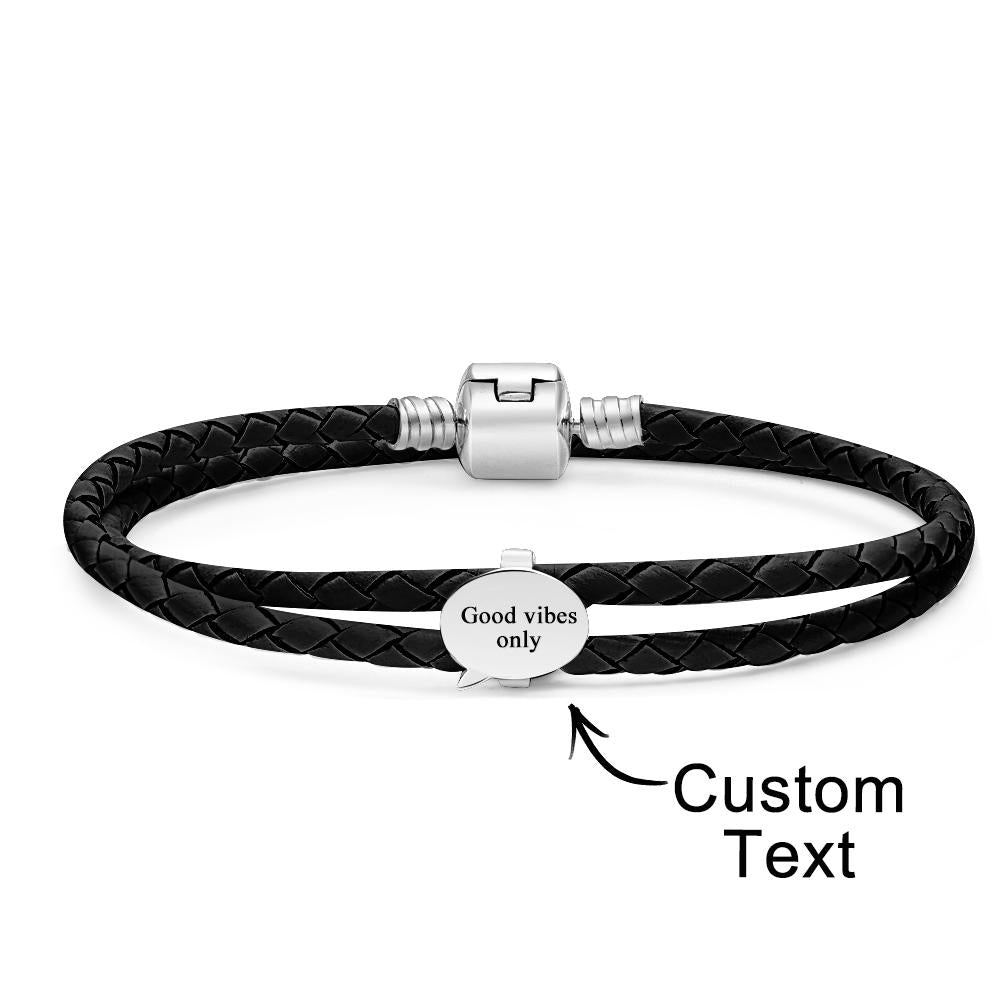 Gravierbares Lederarmband Mit Individueller Sprechblase, Zubehör, Schmuck, Geschenke Für Sie - soufeede
