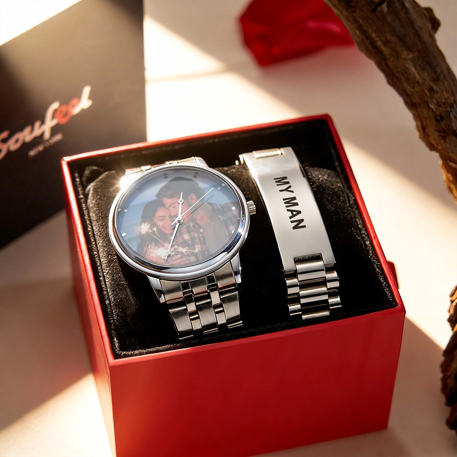 Personalisierte Fotouhr & Armband-geschenkbox, Herrenarmband – Das Perfekte Weihnachtsgeschenk Für Freund/ehemann/vater/sohn - soufeelde