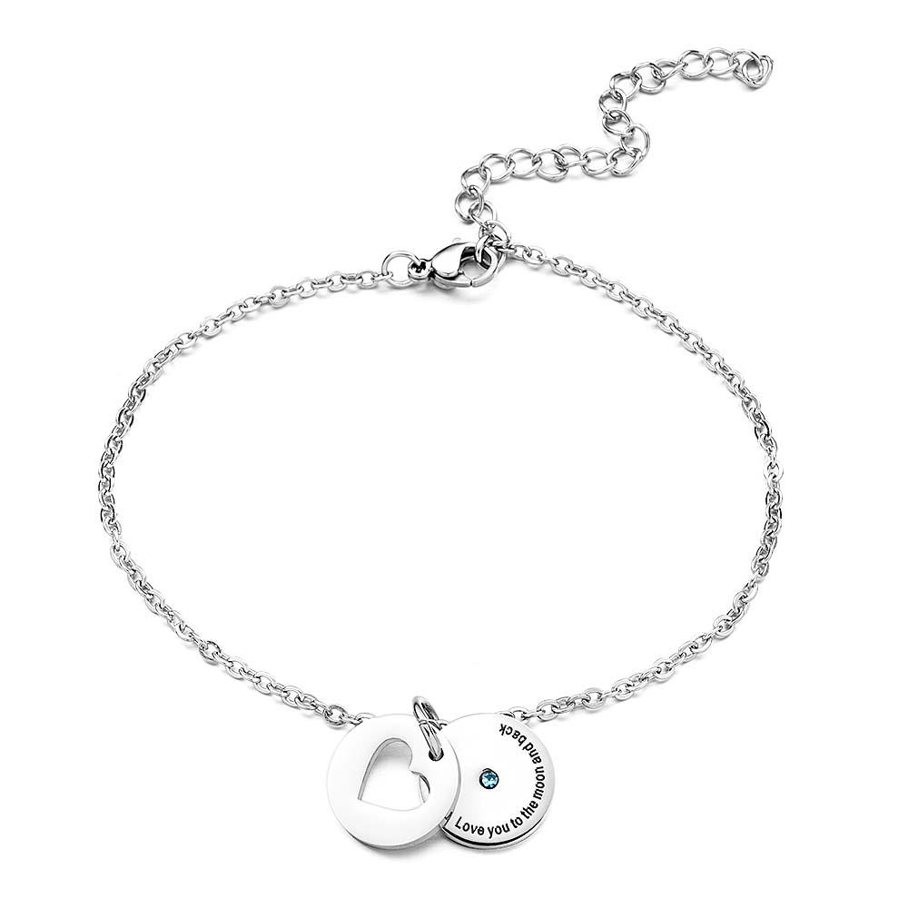 Personalisiertes Herz-geburtsstein-armband Mit Geheimer Botschaft, Personalisiertes Geburtstags-schmuckgeschenk Für Sie - soufeede