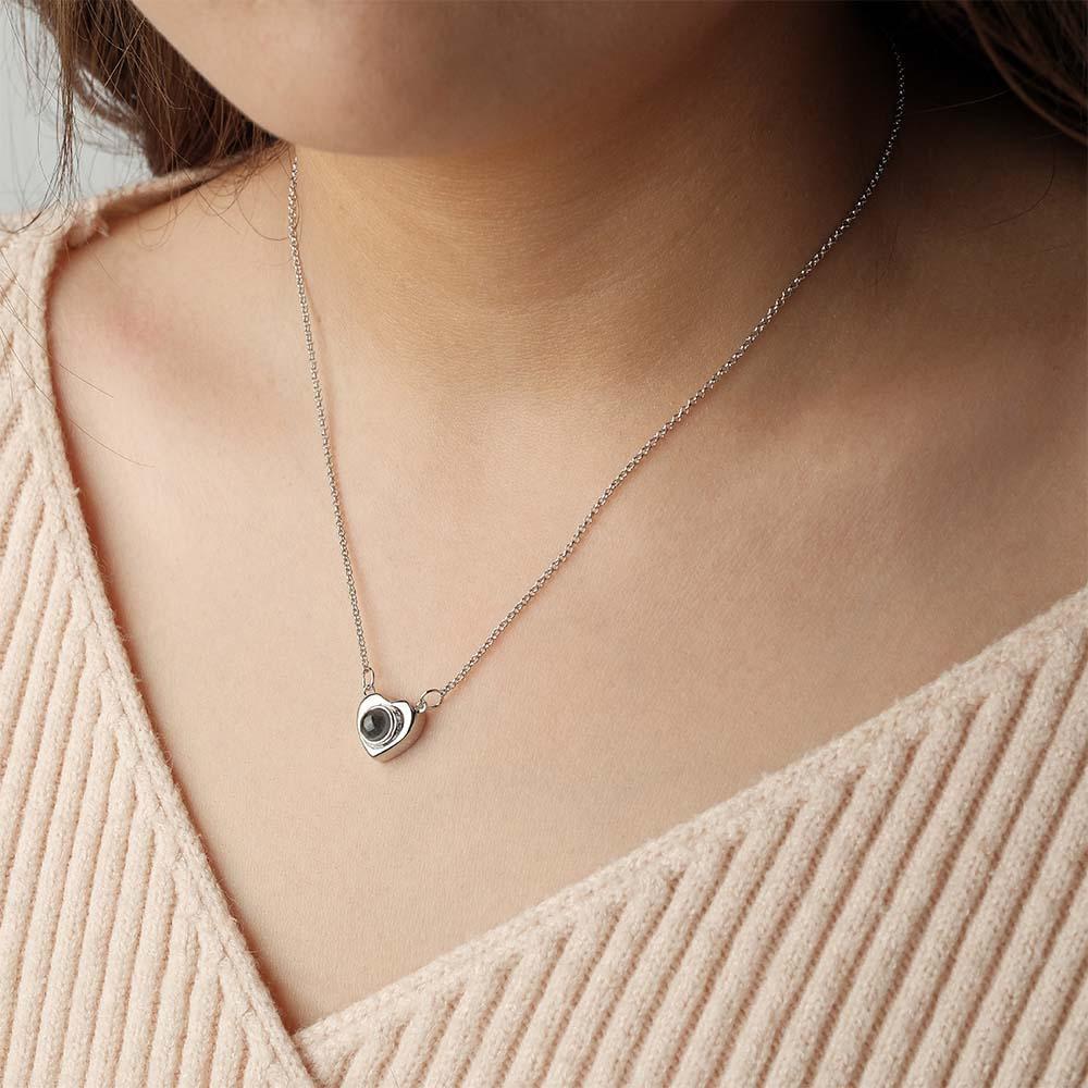 Personalisierte Foto-halskette „i Love You“-projektionsherz, Geschenk Für Sie - soufeede