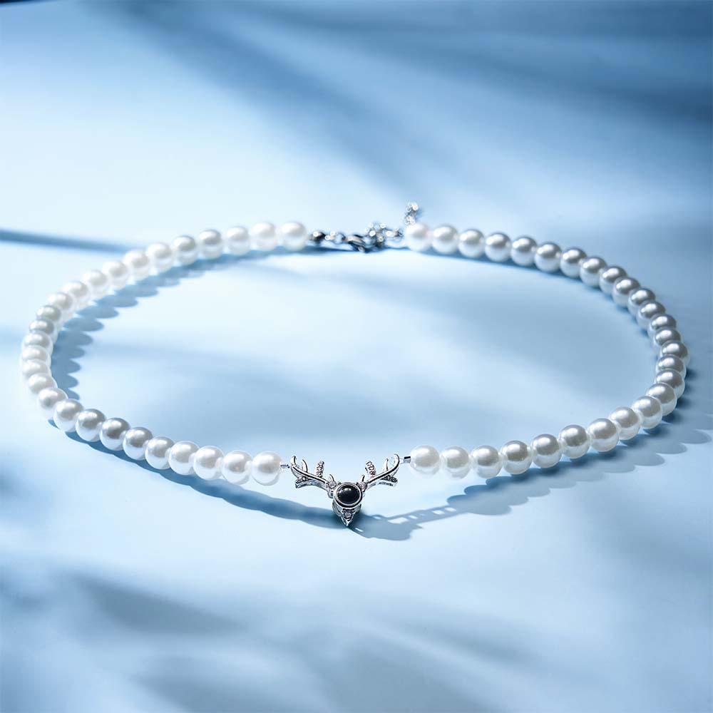 Individuelle Projektionskette Mit Geweih Und Perlenkette, Romantisches Geschenk - soufeede