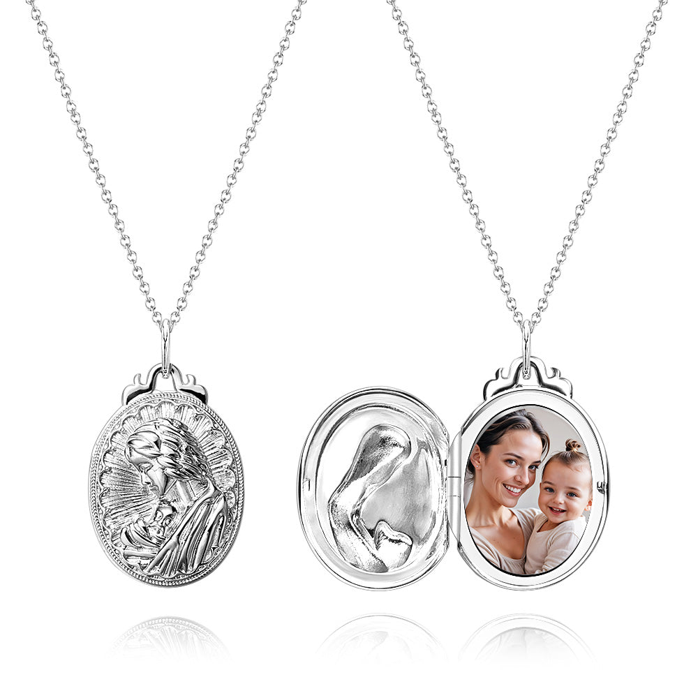 Personalisierte Foto-halskette, Geprägtes Kubisches Medaillon, Geburtstagsgeschenk Für Mama - soufeelde