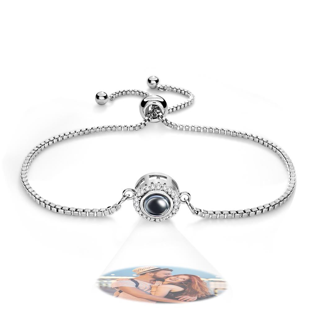 Personalisiertes Fotoprojektionsarmband, Rund, Zirkon, Verstellbares Armband, Valentinstagsgeschenk - soufeede