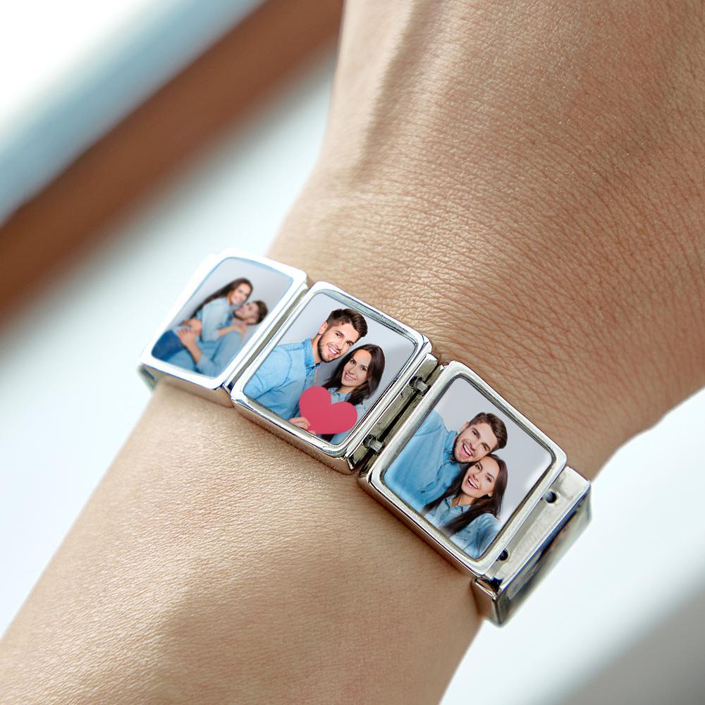 Personalisiertes Fotoarmband, Individuell Graviertes Bild, Quadratisches Stretch-armband Für Männer - soufeede
