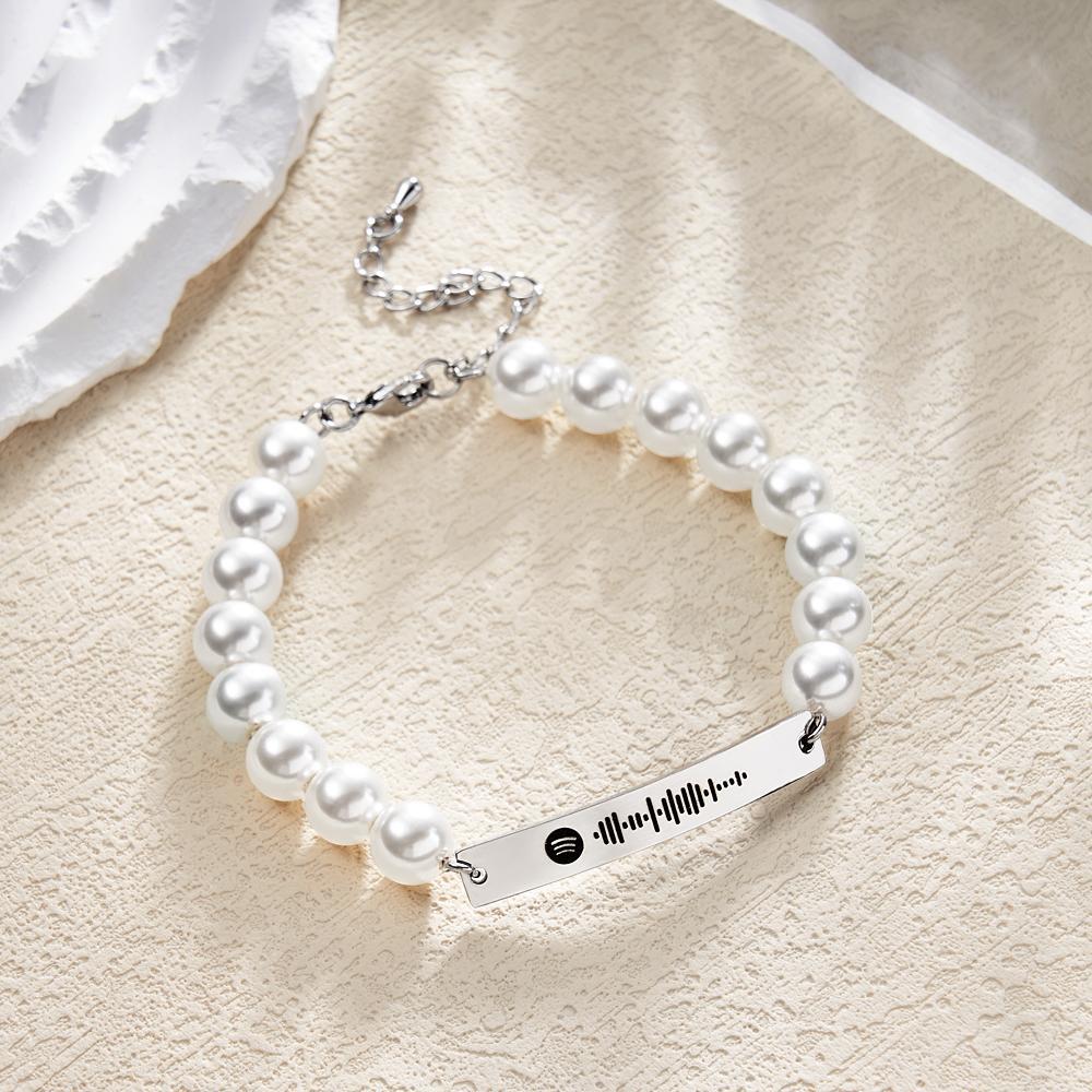 Benutzerdefiniertes Scanbares Spotify-code-armband, Pearl Love-geschenk - soufeede