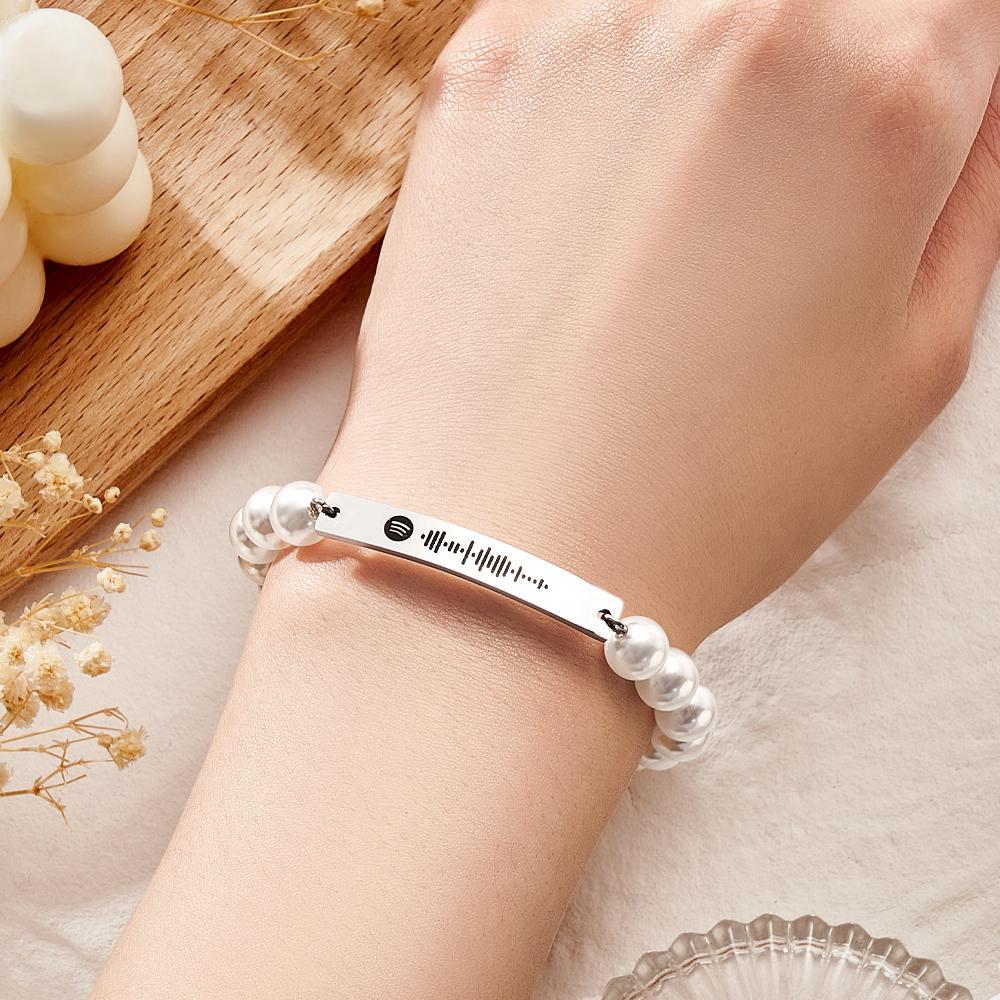 Benutzerdefiniertes Scanbares Spotify-code-armband, Pearl Love-geschenk - soufeede