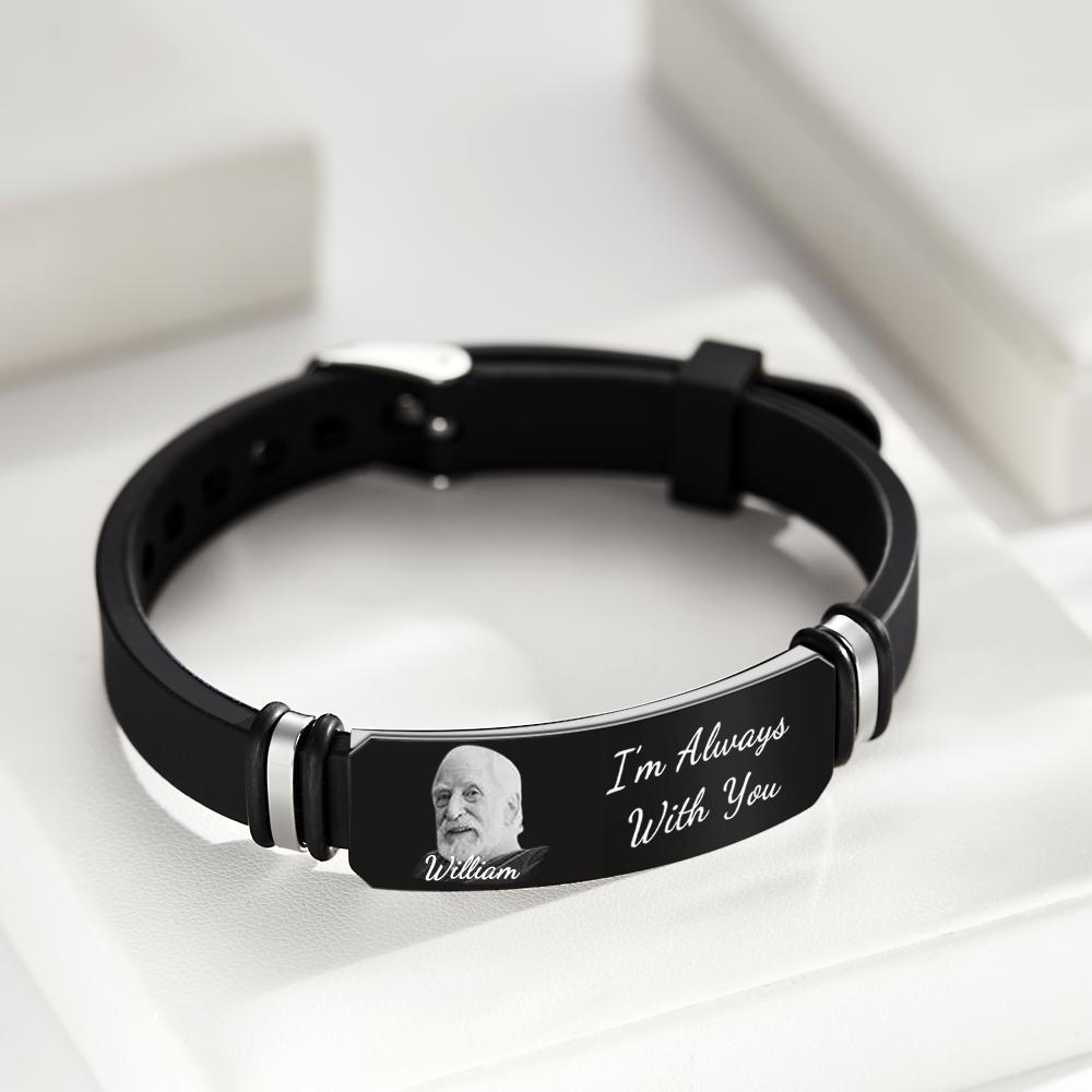 Personalisiertes Foto-gedenkarmband, Graviertes Herrenarmband, Erinnerungsgeschenke Mit Foto - soufeede