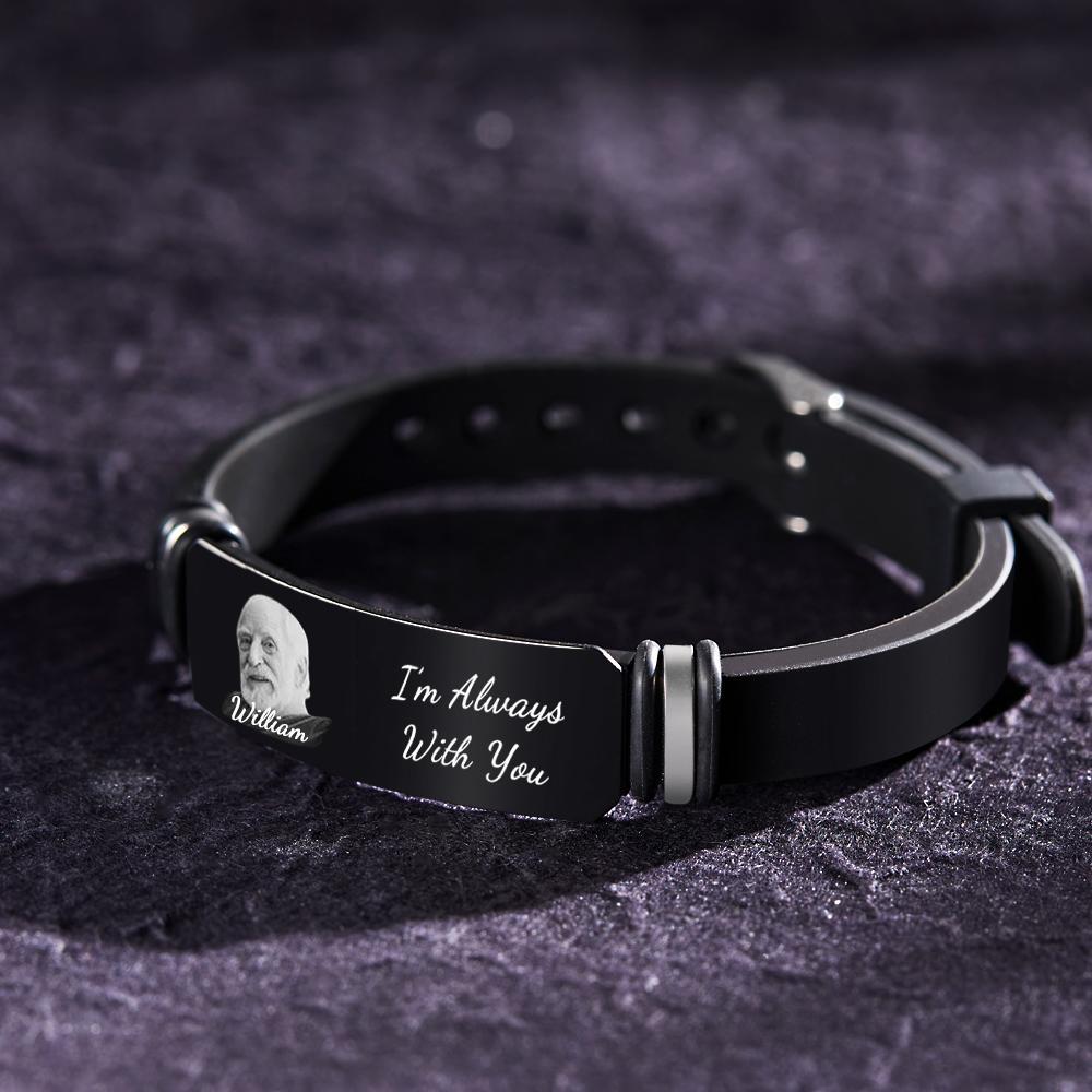 Personalisiertes Foto-gedenkarmband, Graviertes Herrenarmband, Erinnerungsgeschenke Mit Foto - soufeede