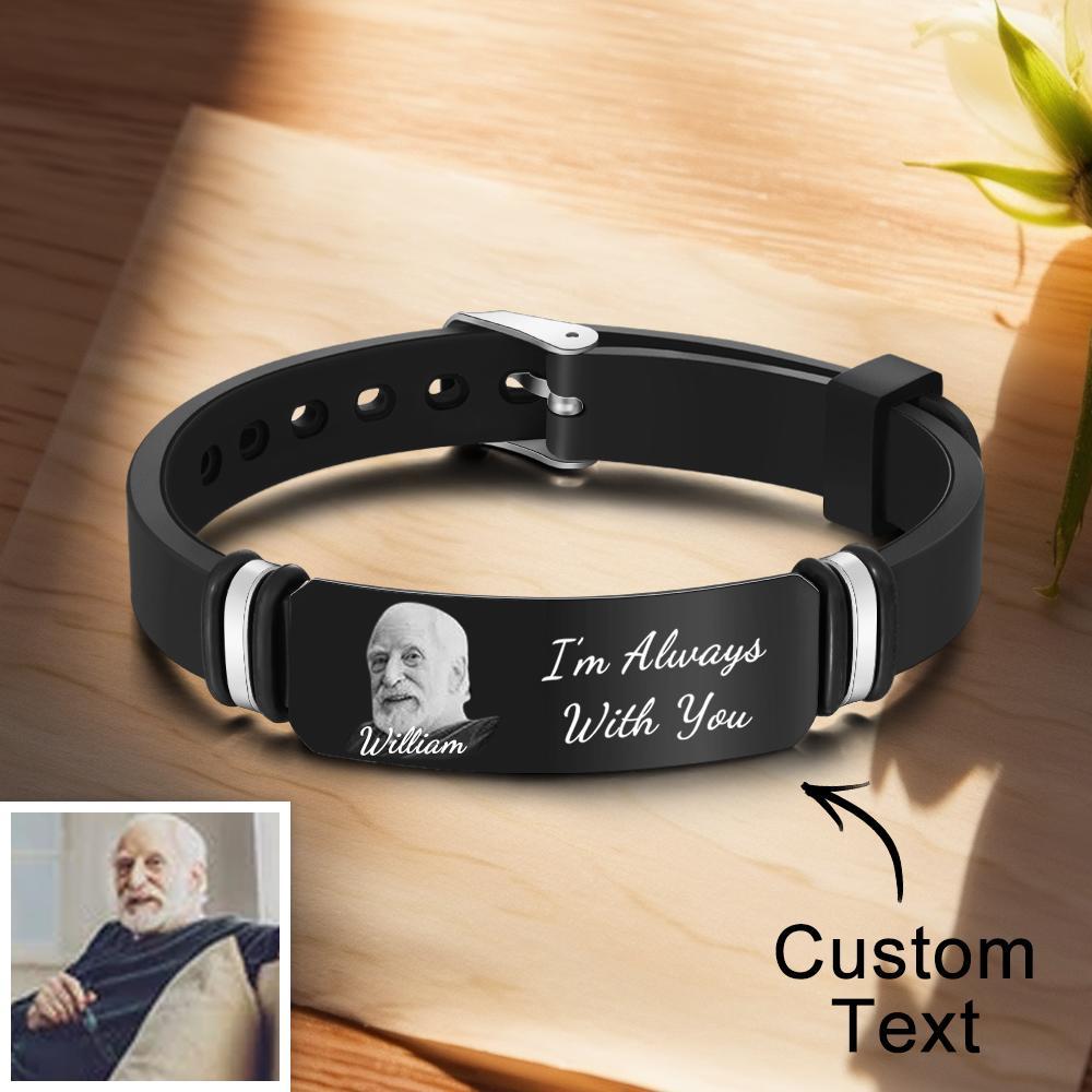 Personalisiertes Foto-gedenkarmband, Graviertes Herrenarmband, Erinnerungsgeschenke Mit Foto - soufeede