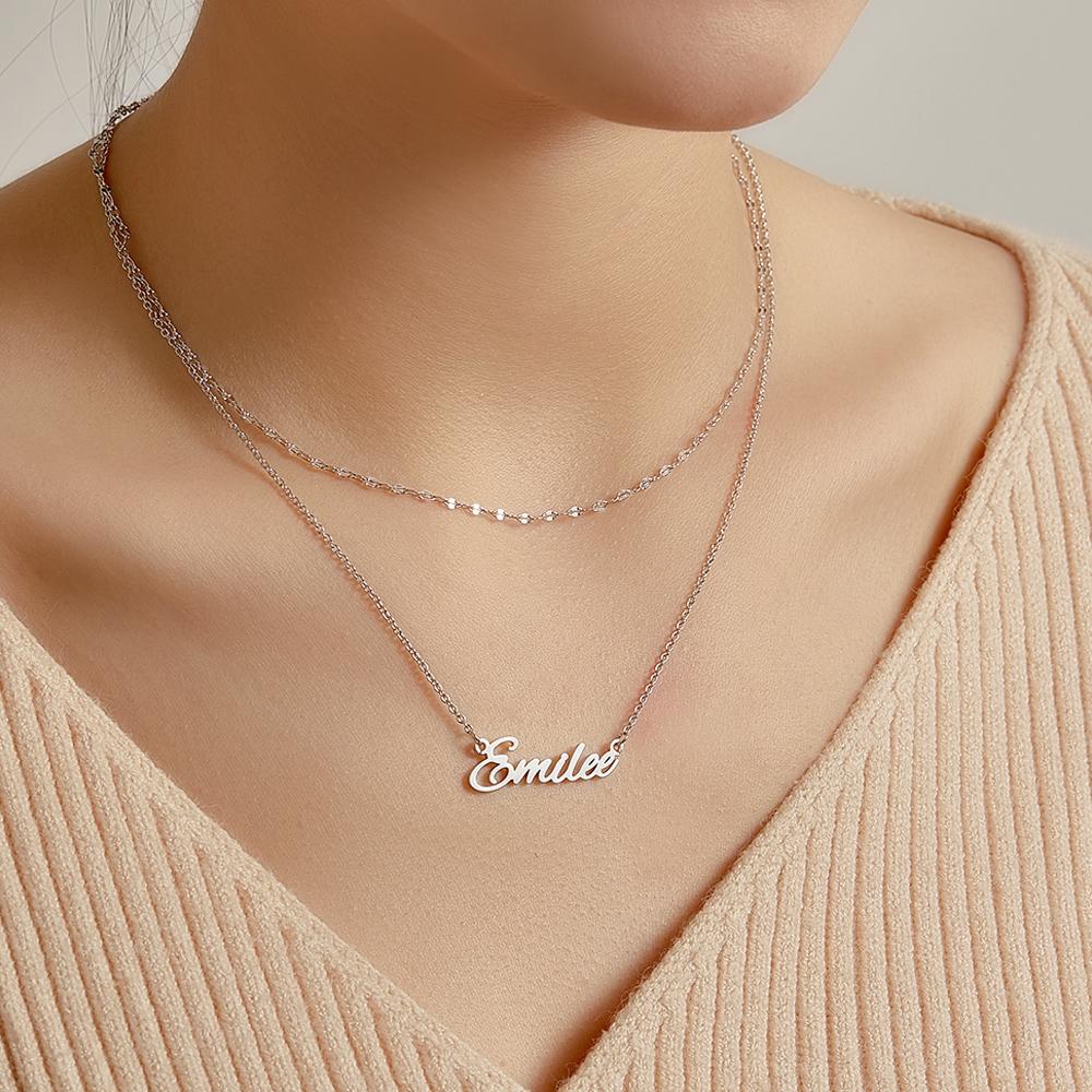 Mehrschichtige Individuelle Halskette, Personalisierte Namenskette, Jahrestagsgeschenke Für Sie - soufeede
