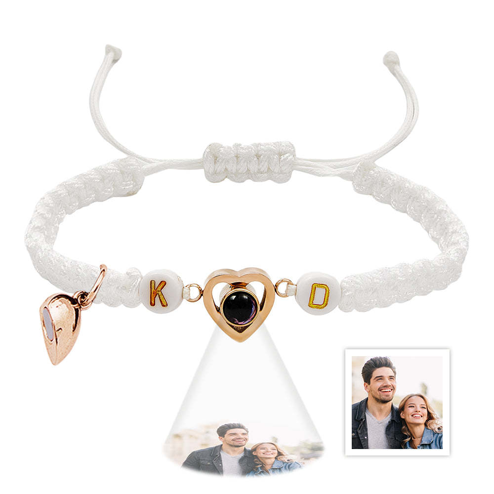 Personalisiertes Geflochtenes Fotoprojektions-magnetarmband, Fischschwanz-seil, Paar-armband, Geschenke Für Liebhaber - soufeede