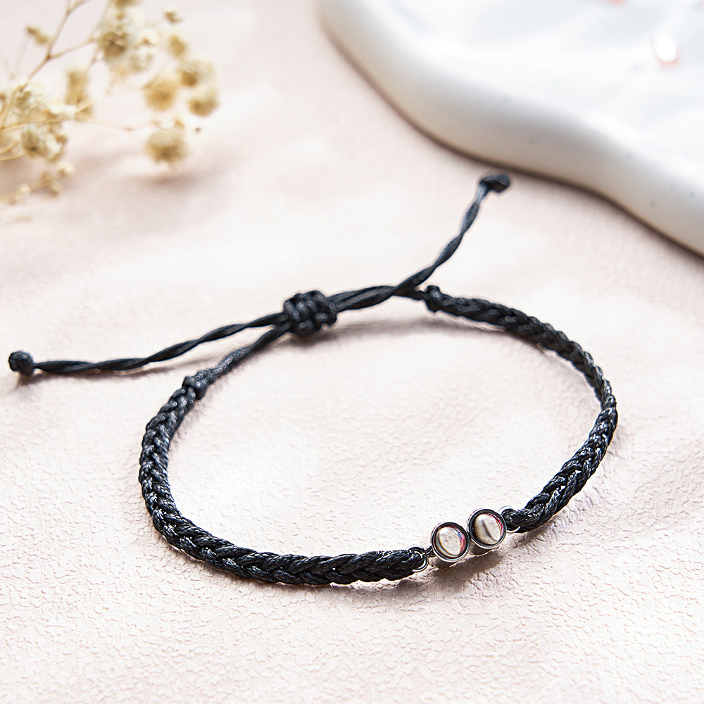 Personalisiertes Armband Mit Projiziertem Bild, Mehrfarbiges Geflochtenes Seil, Individuelles Armband Mit Zwei Fotos, Einfaches Geschenk