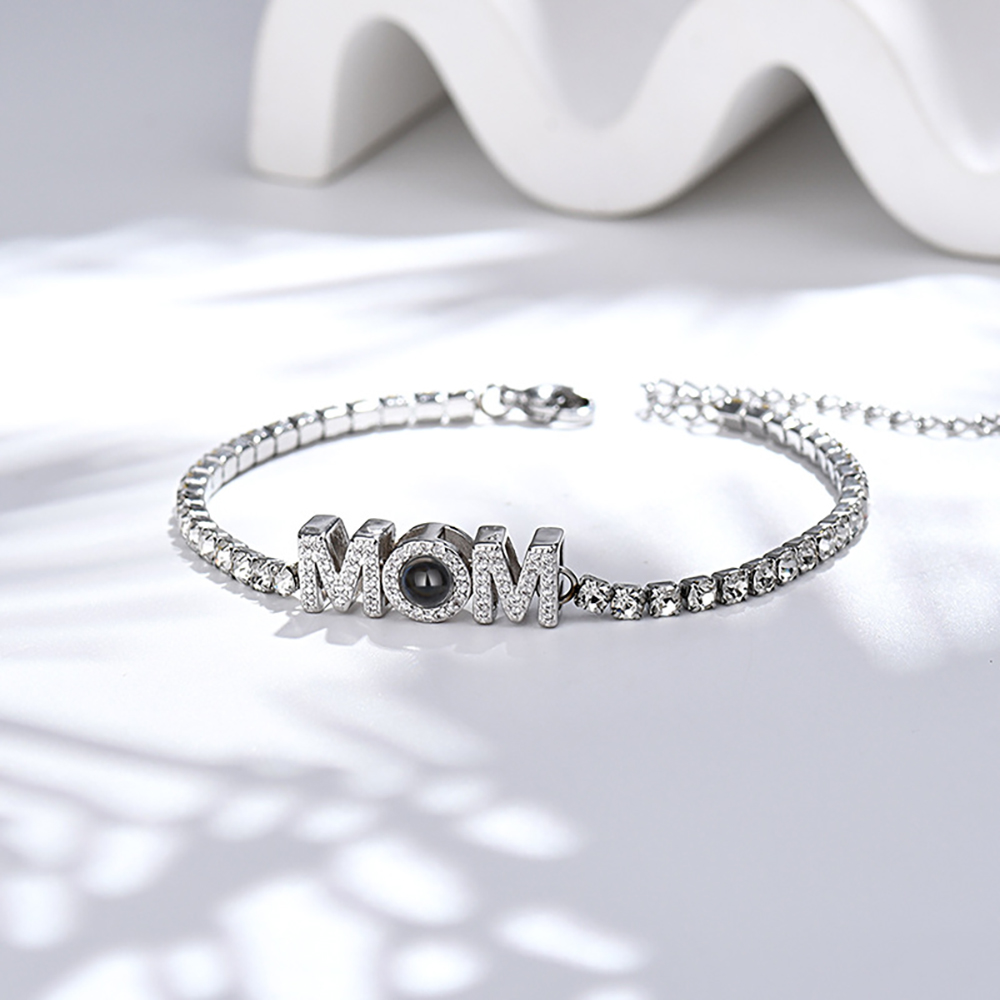 Personalisiertes Projektions-mama-tennisarmband Einfache Diamant-muttertagsgeschenke - soufeelde
