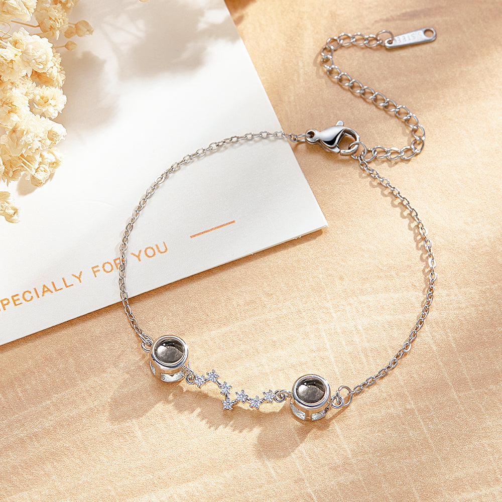 Personalisiertes Doppelprojektions-fotoarmband Mit Diamanten - soufeede