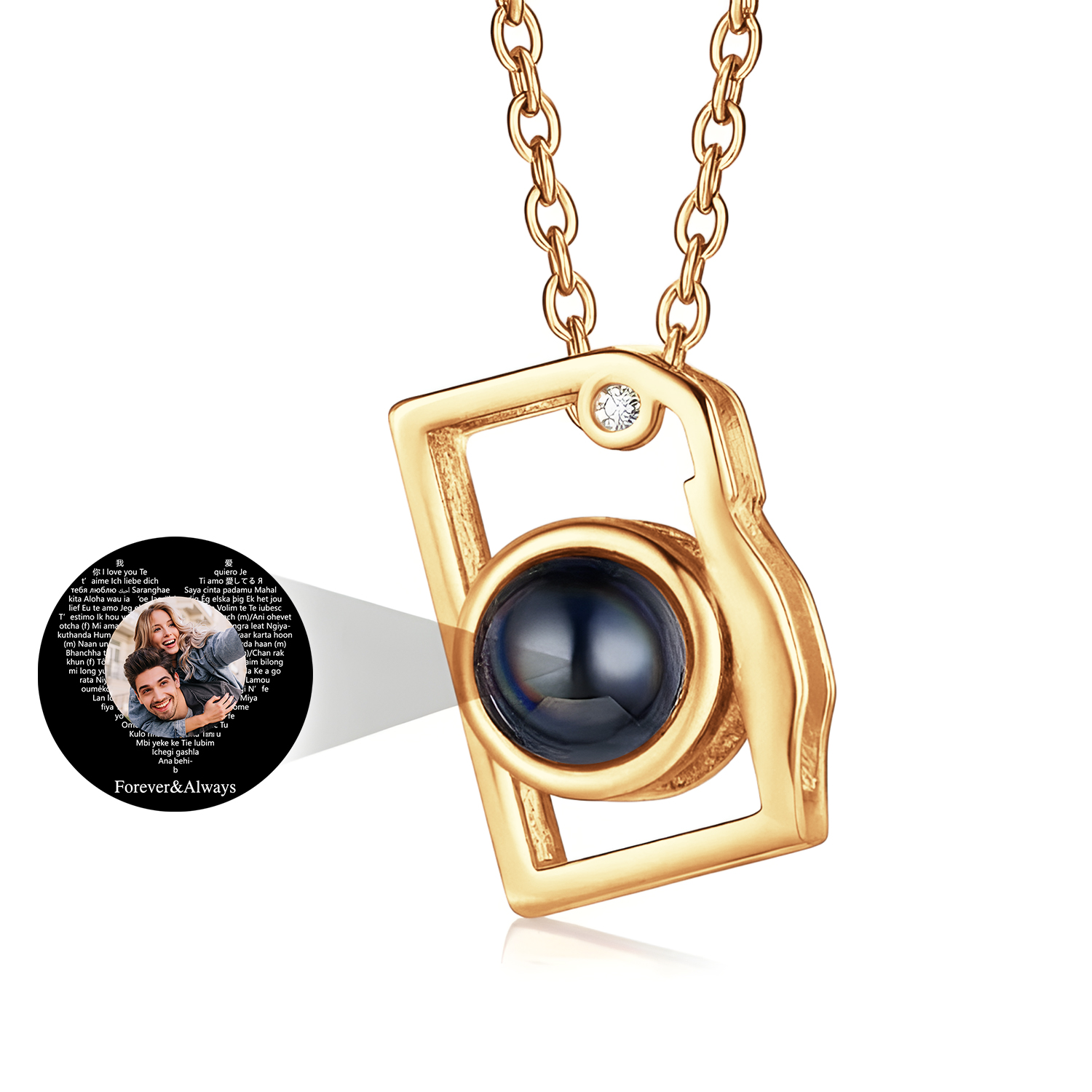 Personalisierte Foto-halskette „ich Liebe Dich“ In 100 Sprachen, Projektion, Kreative Kameraform, Geschenke, Jahrestagsgeschenke Für Die Freundin - soufeelde