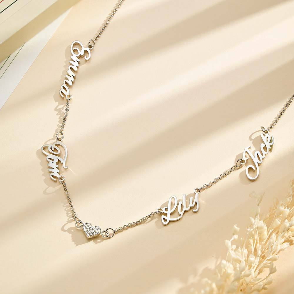 Halskette Mit Individuellem Namen Und Pavé-herzanhänger, Stilvolles Schmuckgeschenk Für Frauen - soufeede