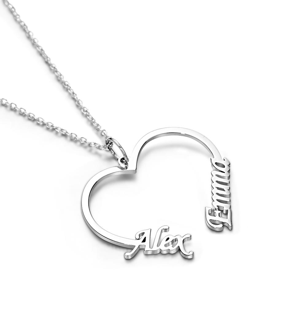 Personalisierte Halskette Mit Namen Und Herz, Individuelles Zierliches Geschenk Mit Zwei Namen Für Eine Freundin - soufeede