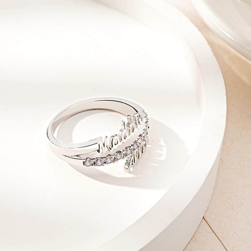 Personalisierter Ring Mit Zwei Namen, Personalisiertes Geschenk Für Mama, Beste Freundin, Stapelbarer Ring - soufeede