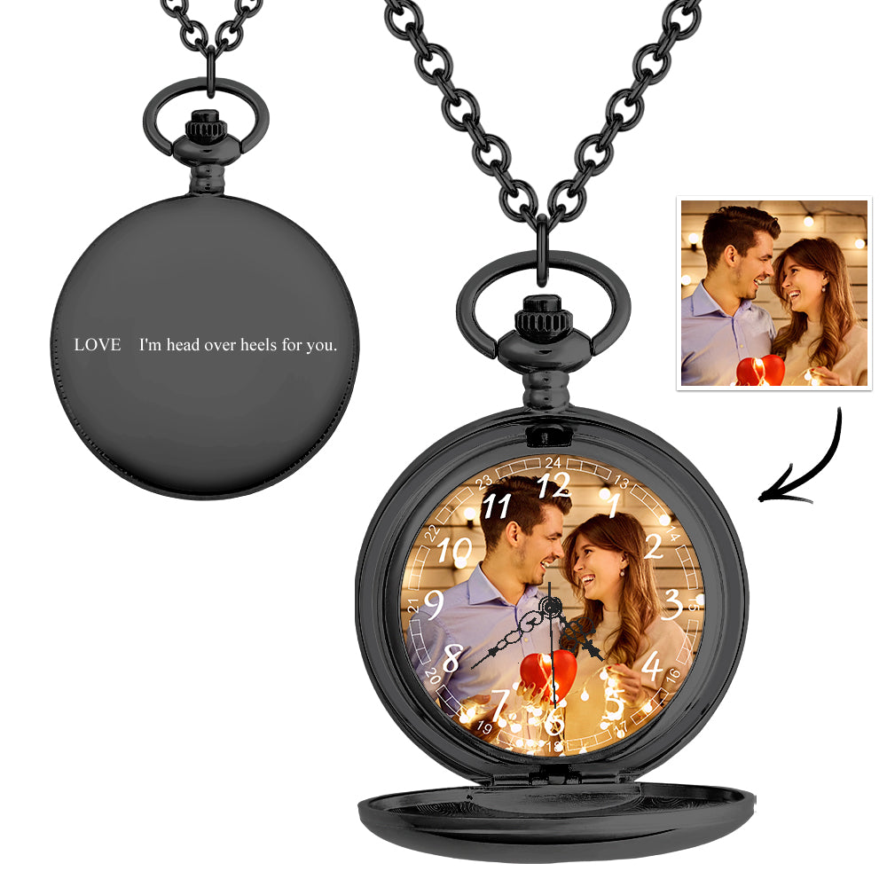 Taschenuhr Mit Individuellem Foto, Personalisiertes Gravierbares Taschenuhren-geschenk - soufeede