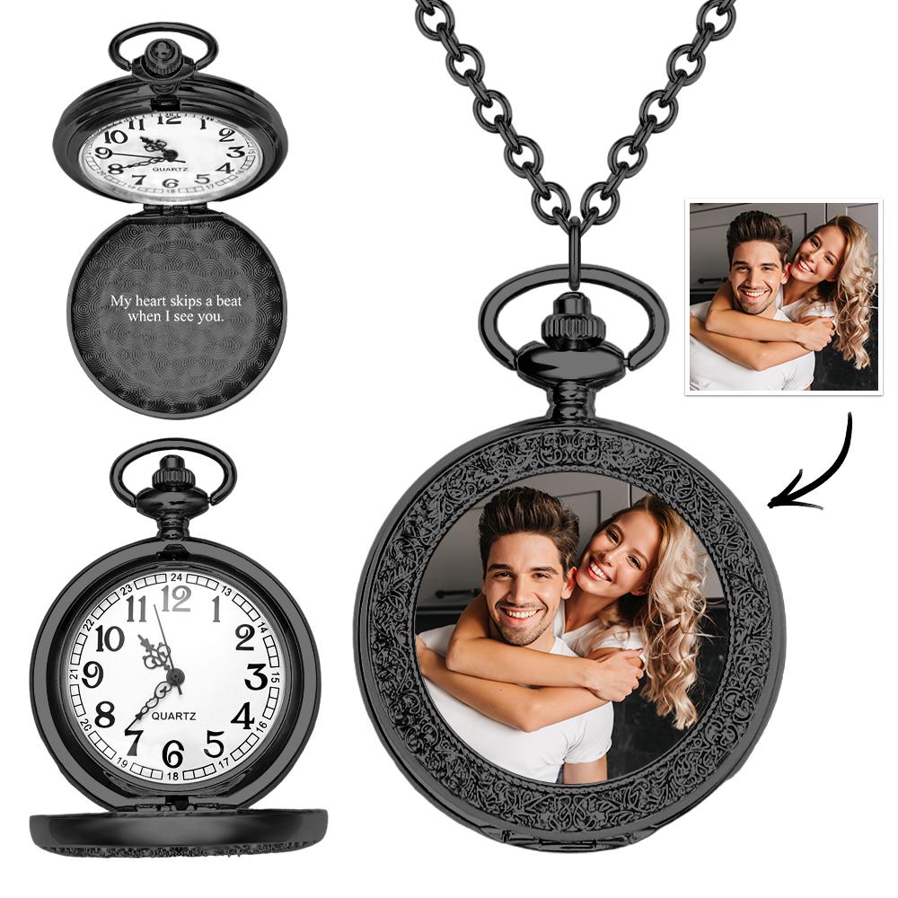 Individuelles Foto Und Gravierbare Taschenuhr, Personalisiertes Vintage-taschenuhren-geschenk - soufeede