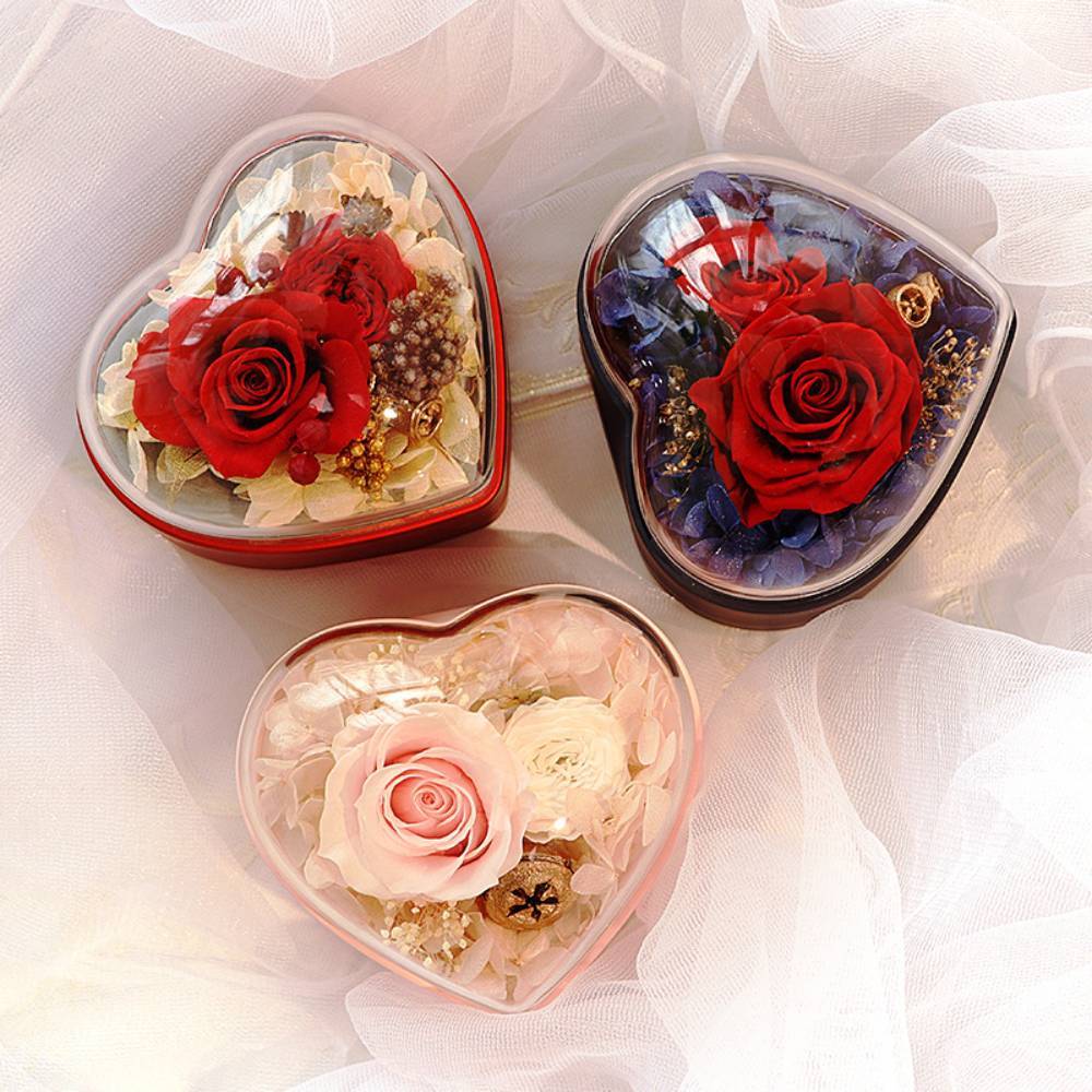 Personalisierte Rosen-schmuckschatulle, Herz-geschenkbox Mit Projektionskette, Valentinstagsgeschenk Für Sie - soufeede