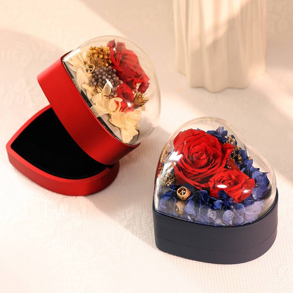 Personalisierte Rosen-schmuckschatulle, Herz-geschenkbox Mit Projektionskette, Valentinstagsgeschenk Für Sie - soufeede