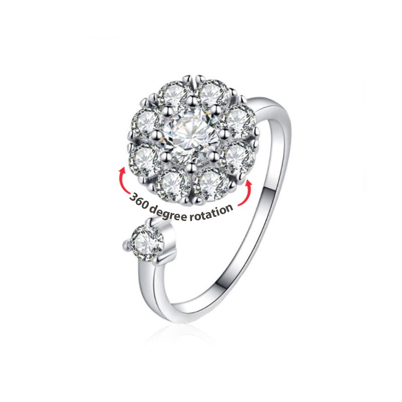 Angstring Mit Zirkon, Drehbarer Öffnung, Verstellbarer Ring, Jahrestag, Geburtstag, Geschenke Für Frauen Und Mädchen - soufeede