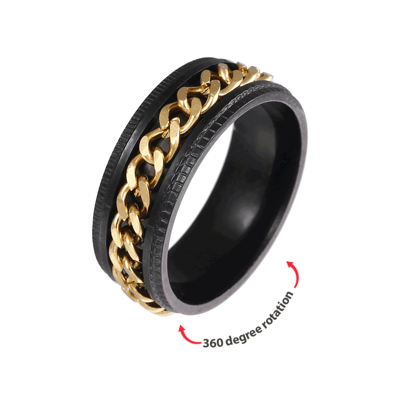 Anti-angst-spinnring Aus Edelstahl, Biker-ring Mit Gerilltem Rand, Geschenk Für Ihn - soufeede