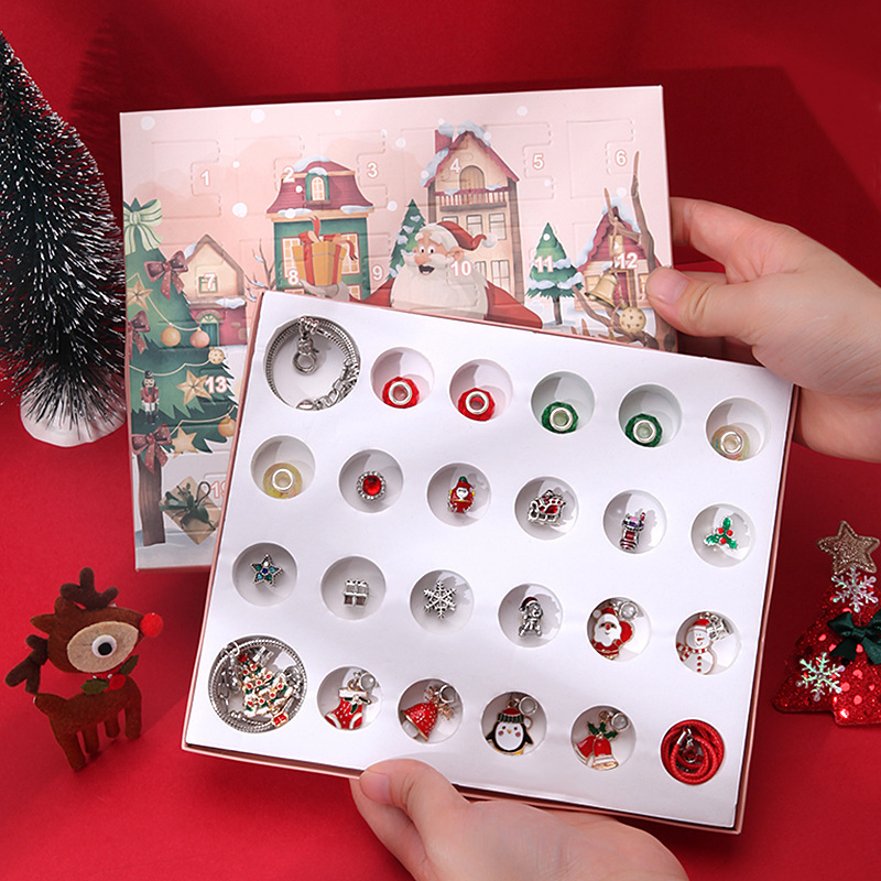 Weihnachten Charm Kalender Advent 24 Countdown Überraschung Blind Box Diy Charms Kinder Armband Set - soufeede