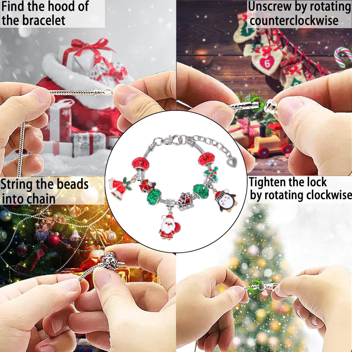 Weihnachten Charm Kalender Advent 24 Countdown Überraschung Blind Box Diy Charms Kinder Armband Set - soufeede