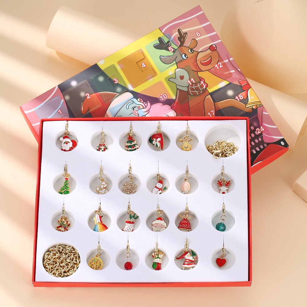 Weihnachten Charms Armband Set Kalender Advent 24 Countdown Überraschung Blind Box - soufeede