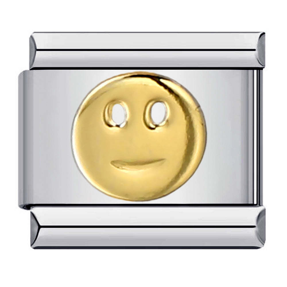 Italienischer Charm „goldenes Lächeln“ Für Italienische Charm-armbänder Composable Link - soufeede