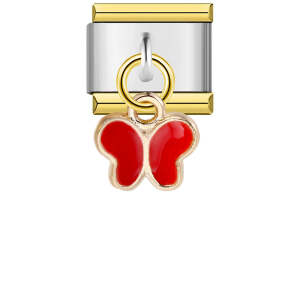Italienischer Charm Mit Rotem Schmetterlingsrand Und Goldrand Für Italienische Charm-armbänder Composable Link